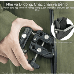 Kẹp càng cua kim loại Telesin gắn Actioncam máy ảnh đèn flash cố định chắc chắn