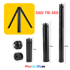 Chân đế tripod gấp gọn hợp kim nhôm có ốc 1/4'' cho máy ảnh Gimbal chịu tải 3kg