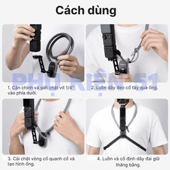 Vòng đeo Telesin Pocket 3 4 Luna hỗ trợ đeo cổ quay Pov đầu 1/4 inch