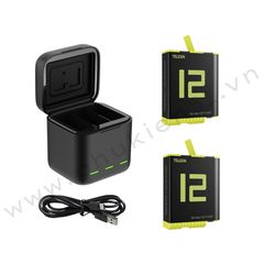 Pin Gopro 12 11 10 9 Black và Hộp sạc Telesin sạc 3 pin