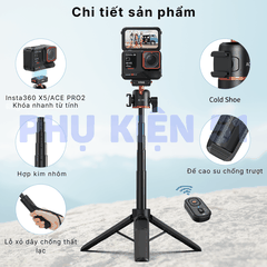 Tripod Vrig Ac 50 cho Insta360 X5 Ace Pro 2 tích hợp Remote kéo dài 55cm tiện lợi