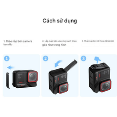 Nắp pin Insta360 Ace Pro 2 gắn dọc actioncam dễ dàng tiện lợi