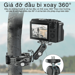 Kẹp càng cua kim loại Telesin gắn Actioncam máy ảnh đèn flash cố định chắc chắn