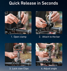 Kẹp càng cua Telesin cho Action 5 4 3 Osmo 360 gắn ghi đông xe xoay 360 độ tuỳ chỉnh