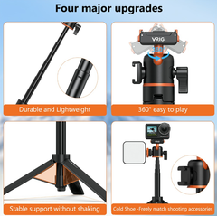 Tripod Vrig Ac 40 cho Dji Osmo Action 5 Pro 4 3 tích hợp ngàm sẵn siêu gọn gàng dễ sử dụng