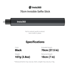 Gậy tàng hình Insta360 One X2 X3 X4 kéo dài 70cm Chính Hãng