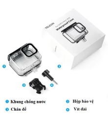 Khung Vỏ Chống Nước TELESIN Dành Cho Gopro Hero 13 12 11 10 9 Black