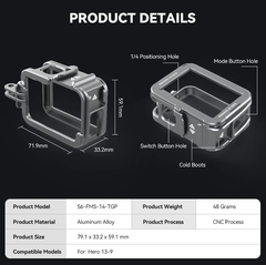 Khung hợp kim nhôm Gopro 13 12 11 10 9 Black hỗ trợ ngàm nam châm Gopro cực tốt