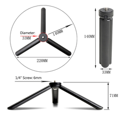 Tripod hợp kim nhôm gấp gọn bằng có ốc 1/4'' cho máy ảnh Gimbal