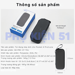 Túi Telesin đựng Pocket 4 Pro Insta360 Luna vừa khít bảo vệ gimbal