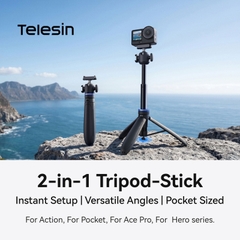 Tripod Telesin tích hợp ngàm Action 6 Nano tự bung chân kéo dài 65cm