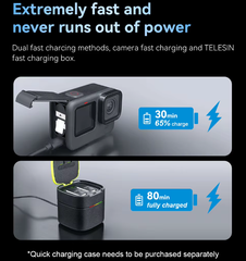 Pin Stamina và Hộp sạc nhanh Gopro 12 11 10 9 Black hiệu suất cao