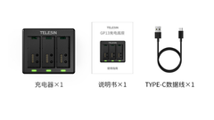 Dock sạc Telesin Gopro 13 Balck 3 khe sạc pin có đèn báo