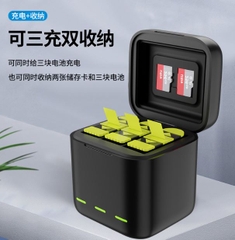 Pin Gopro 12 11 10 9 Black và Hộp sạc Telesin sạc 3 pin