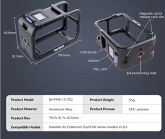 Khung hợp kim nhôm Gopro 13 12 11 10 9 Black hỗ trợ ngàm nam châm Gopro cực tốt