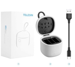 Pin Gopro 12 11 10 9 Black và ALLIN box Telesin hỗ trợ sạc , đọc thẻ TF