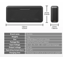 Hộp Sạc TELESIN cho Action 5 Pro 4 3 có đèn báo dung lượng 3 khe sạc tiện lợi sạc nhanh