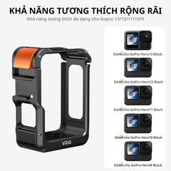 Khung Vrig GA-02 Gopro 13 12 11 10 9 Black hợp kim nhôm chắc chắn hỗ trợ quay ngang dọc