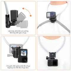 Vòng đeo cổ Vrig Ac 01 SE gắn Actioncam thao tác nhanh chóng dây cố định chống rung lắc