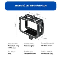 Khung hợp kim nhôm TELESIN bảo vệ GoPro Hero13  12 11 10 9 Black