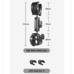 Kẹp Kim Loại TELESIN Càng Cua Gắn Gậy Lên Xe Máy, Xe Đạp Motor