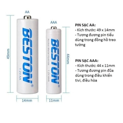 Pin sạc AA dung lượng cao 3300mAh/ Sạc tự ngắt AA AAA Beston Sạc nhanh, đèn led thông báo cho micro, loa, đồ chơi,