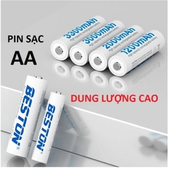Pin sạc AA dung lượng cao 3300mAh/ Sạc tự ngắt AA AAA Beston Sạc nhanh, đèn led thông báo cho micro, loa, đồ chơi,