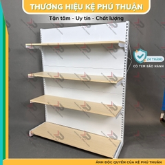 Kệ Siêu Thị Mâm Gỗ Lưng Kín (1 Mặt )  - Dài 120 x Rộng 35 x Cao 150 x 4 tầng