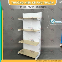 Kệ Siêu Thị Mâm Gỗ Lưng Kín (1 Mặt )  - Dài 70 x Rộng 35 x Cao 150 x 4 tầng