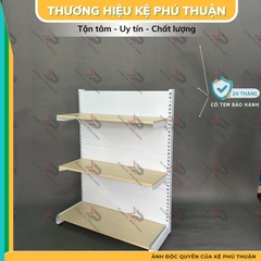 Kệ Siêu Thị Mâm Gỗ Lưng Kín (1 Mặt )  - Dài 90 x Rộng 35 x Cao 120 x 3 tầng