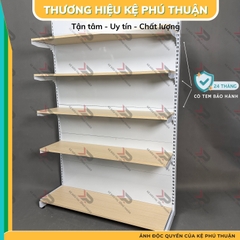 Kệ Siêu Thị Mâm Gỗ Lưng Kín (1 Mặt )  - Dài 120 x Rộng 35 x Cao 180 x 5 tầng