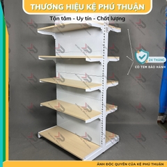 Kệ Siêu Thị Mâm Gỗ Lưng Kín (2 Mặt )  - Dài 90 x Rộng 70 x Cao 180 x 5 tầng