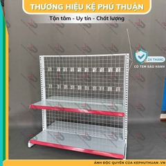 Kệ Móc Lưới Đôi (2 Mặt) Dài 120 x Rộng 70 x Cao 120 x 2 Tầng x 40 Móc Lưới 20cm