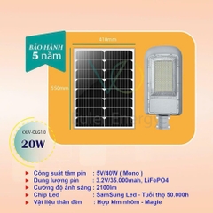 Đèn đường năng lượng mặt trời 20W Euler OLV-OLG 1.0