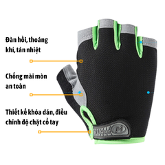 Găng tay đạp xe, găng tay hở ngón đàn hồi thoáng mát