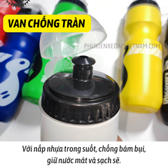 Bình nước thể thao, bình nước xe đạp polyetylen an toàn thời trang van chống rò kín