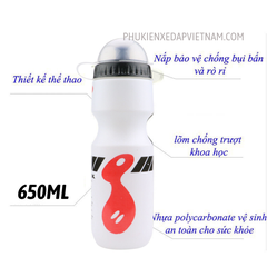 Bình nước thể thao, bình nước xe đạp polyetylen an toàn thời trang van chống rò kín