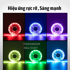 Đèn bánh xe đạp, đèn gắn bánh xe 7 màu sáng cực mạnh và 18 chế độ thay đổi ánh sáng chông nước cao