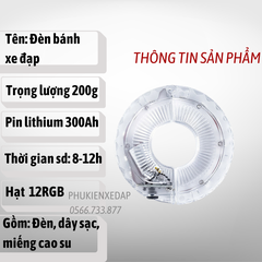 Đèn bánh xe đạp, đèn gắn bánh xe 7 màu sáng cực mạnh và 18 chế độ thay đổi ánh sáng chông nước cao