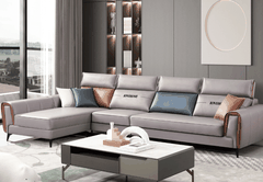 Sofa Vải Giả Da Góc L Hiện Đại Nhập Khẩu DTH-8039