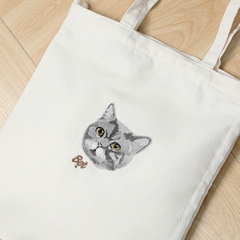 Dự án Túi tote thêu theo yêu cầu chân dung mèo 