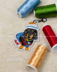 Dự án móc khóa thêu chân dung thú cưng 2 mặt pet chó Fluffy