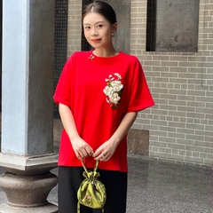 Áo Thun Thêu Ruy Băng Thủ Công - Tỵ Mai Như Ý