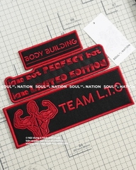 Patch thêu hình chữ nhật BODY BUILDING theo yêu cầu