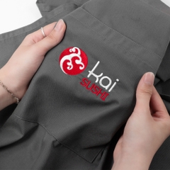 Dự án Tạp dề đồng phục thêu Kai Sushi theo yêu cầu