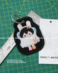 Patch thêu hình ôm viền Linh vật Thỏ trắng theo yêu cầu