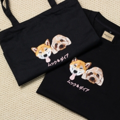 Dự án Áo thun, Túi tote thêu chân dung thú cưng Shiba & Poodle