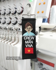 Móc khóa thêu hình chữ nhật Crew Mẫn VNA theo yêu cầu