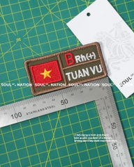 Patch thêu hình chữ nhật Nhóm máu TUAN VU theo yêu cầu