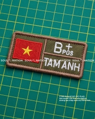 Patch thêu hình chữ nhật Tên và Nhóm Máu theo yêu cầu